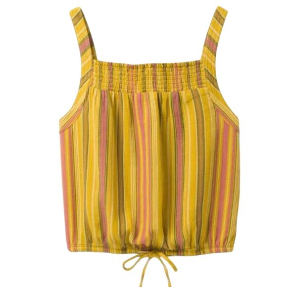 prAna Organic Cotton Little Palm Cami Leapfrog Stripe Gold Cotton Top - Picture 1 of 15